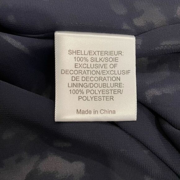 Tory Burch 100% Silk Shift Dress Navy Blue Floral Size 10 - Picture 7 of 7